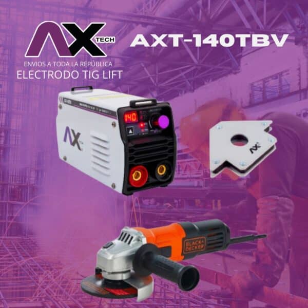 AXT-140TBV NUEVA SOLDADORA ELECTRODO ​Y TIG LIFT​ COMBO MINI ESMERILADORA ESCUADRA MAGNÉTICA